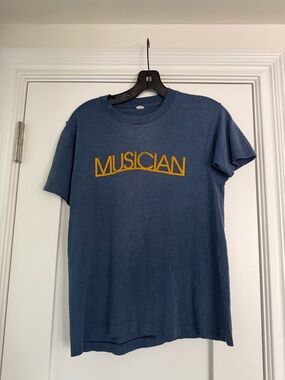 Hanes Blue Tee with Yellow Musician Print